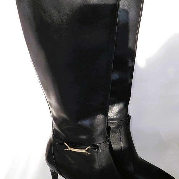 Cole Haan Shoes - Cole Haan Boots Women's "Loveth" Black Leather Full Zip Tall 4" Heeled Knee High